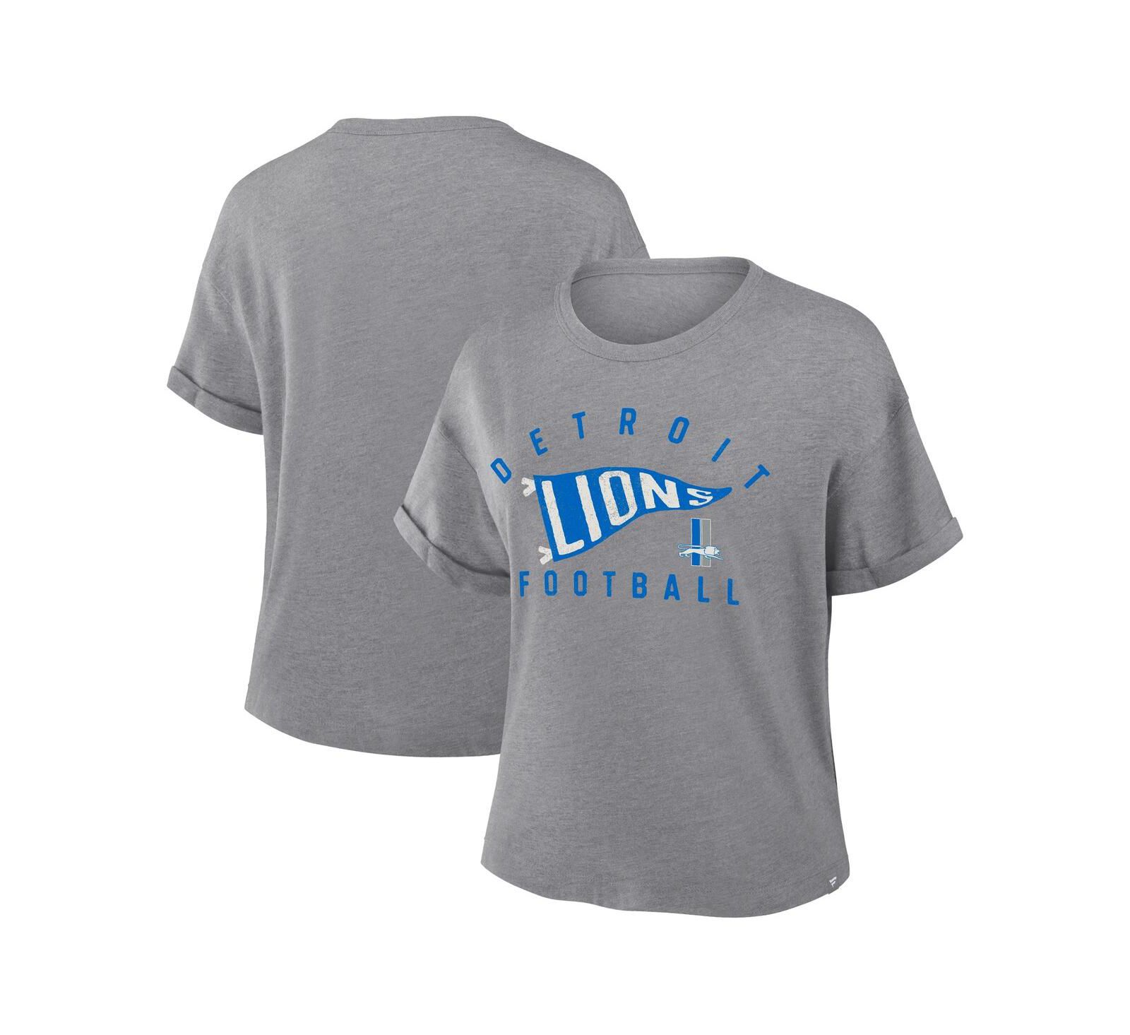 Женская футболка Fanatics Heather Gray Detroit Lions Tri-Blend Boxy