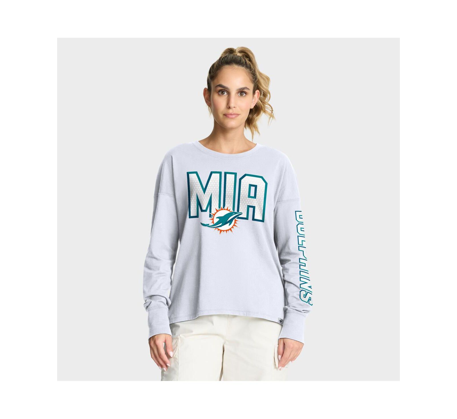Fanatics Женская белая футболка Miami Dolphins Hometown Legacy с длинным рукавом