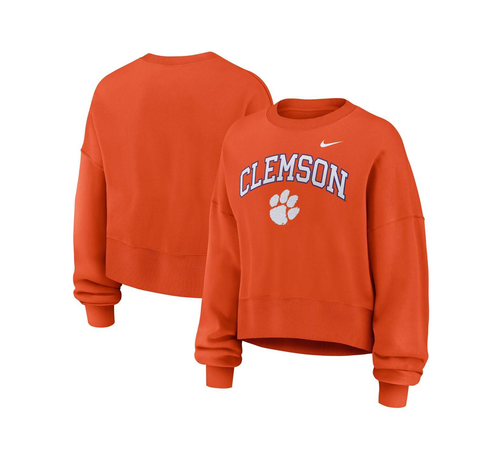 Nike Женский оранжевый свитшот Clemson Tigers Oversized Phoenix Arch Pullover
