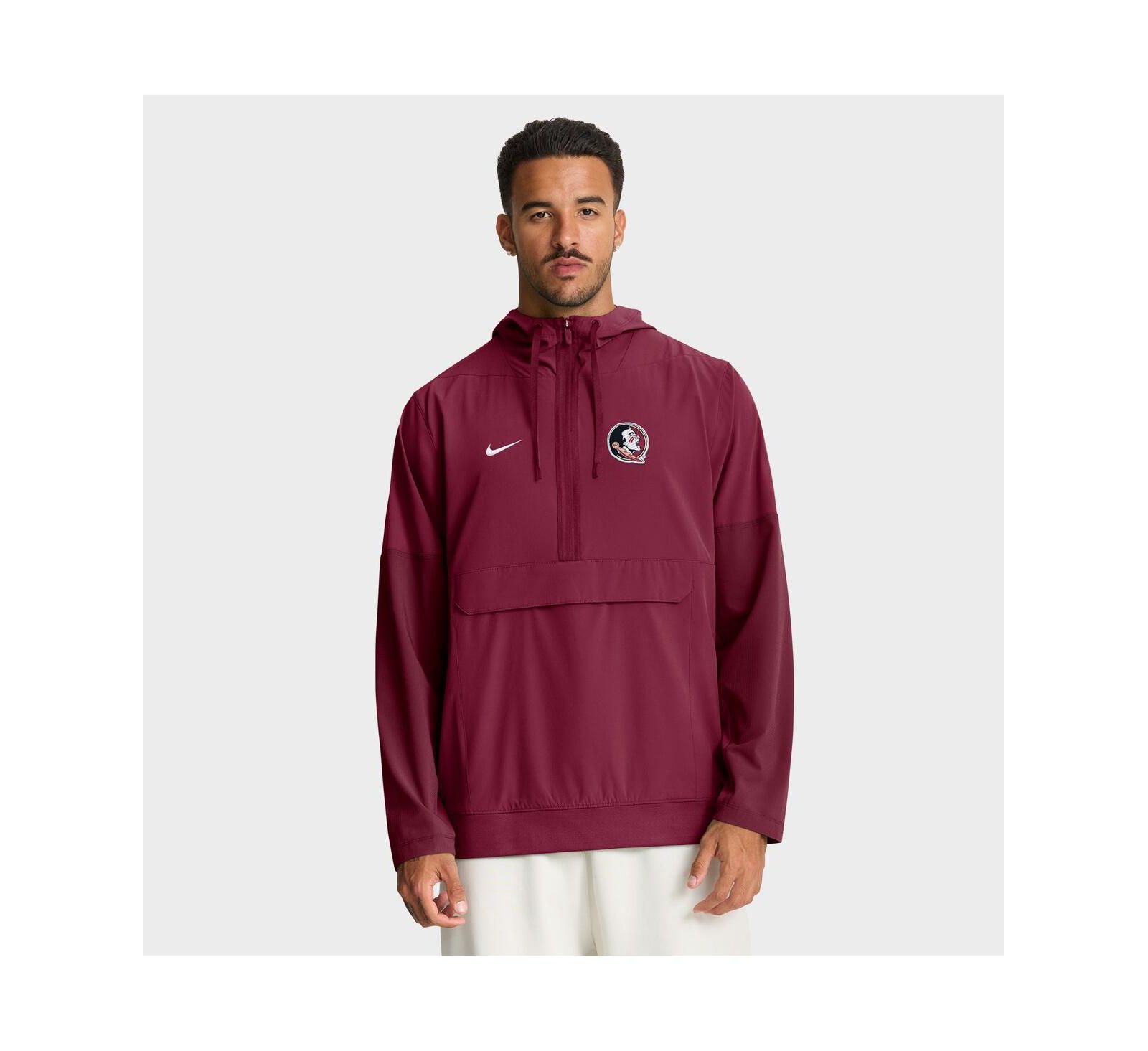 Nike Мужской Garnet Florida State Seminoles Anorak Half-Zip Hoodie Jacket
