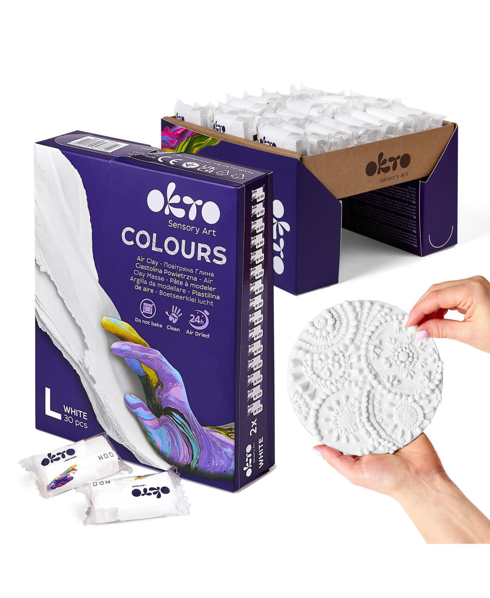 Самоотвердевающая глина OKTO Air-Dry Clay Compound, цвет White L