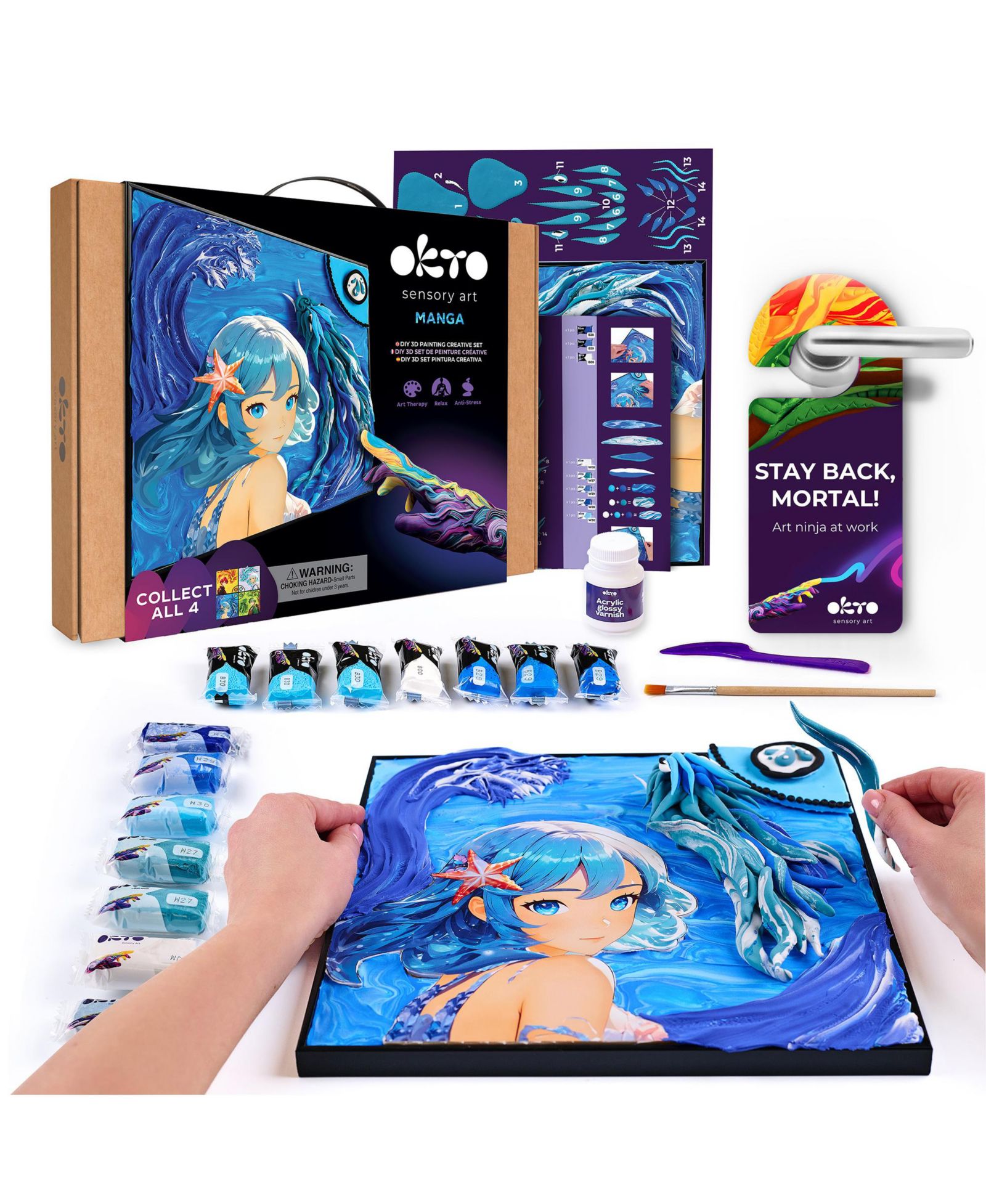 OKTO Набор для 3D рисования самоотвердевающей глиной MANGA Water