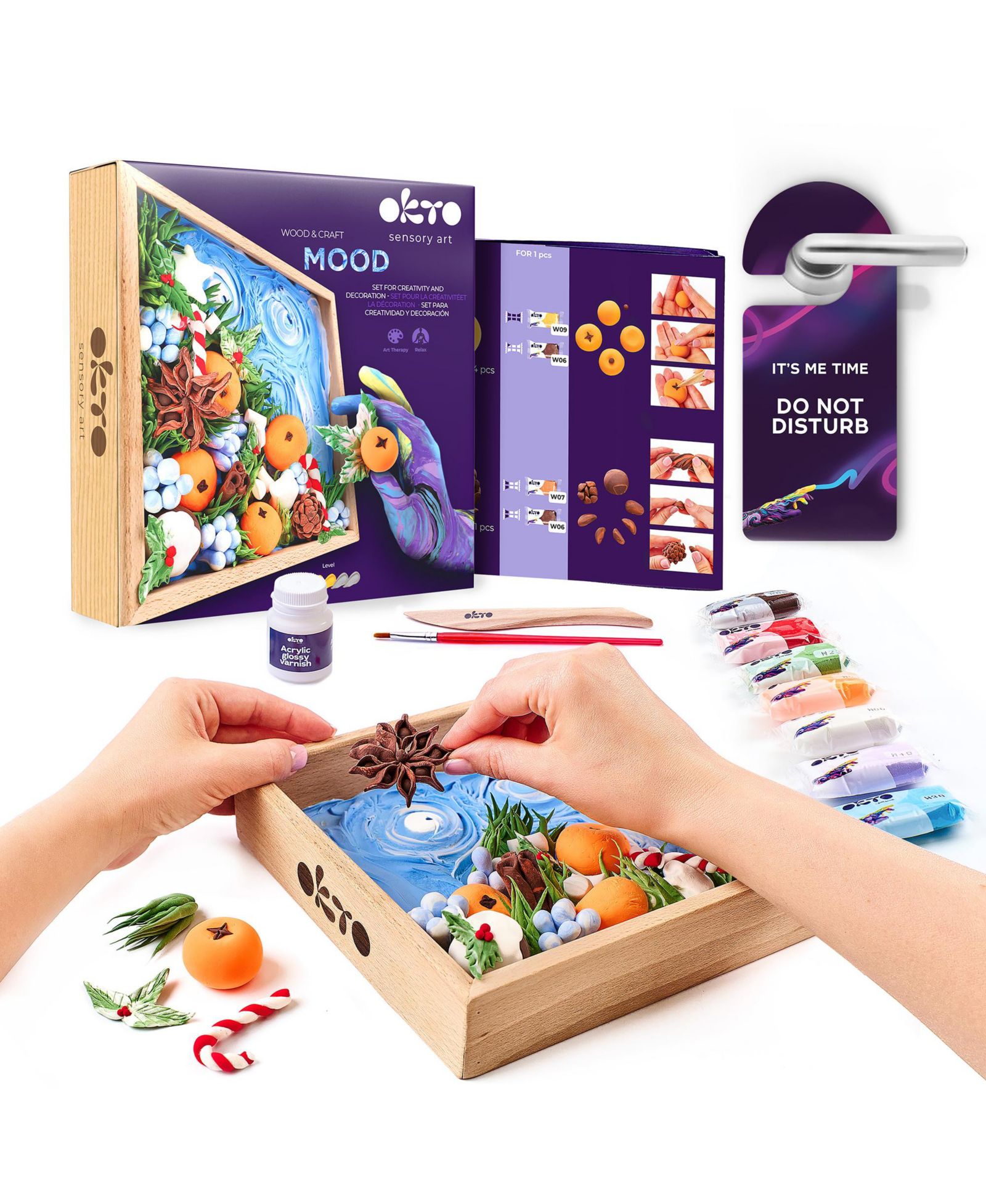Набор для 3D-рисования глиной OKTO Air-Dry Clay 3D Painting Kit – Mood 21×21 Joy (8.3 x 8.3 in)