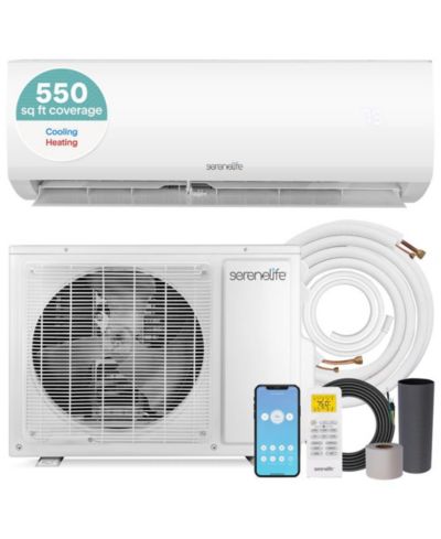 SereneLife 12000 BTU Indoor and Outdoor Mini Split AC Unit Kit - 230V Smart Cooling & Heating Mini Split AC with WiFi, Includes Installation Kit