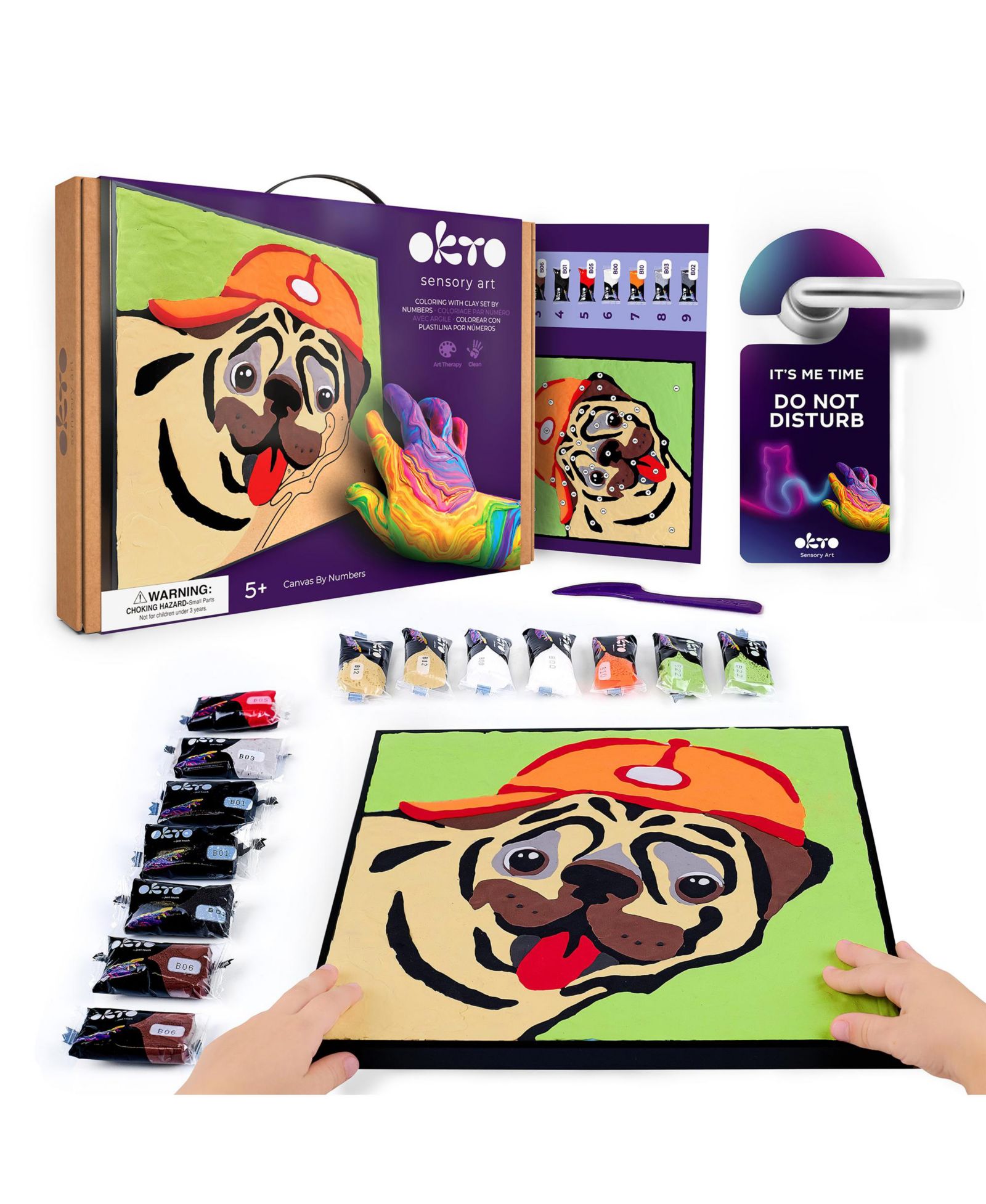OKTO набор для рисования глиной по номерам – 29x29 Pug Dog (11.4 x 11.4 in)