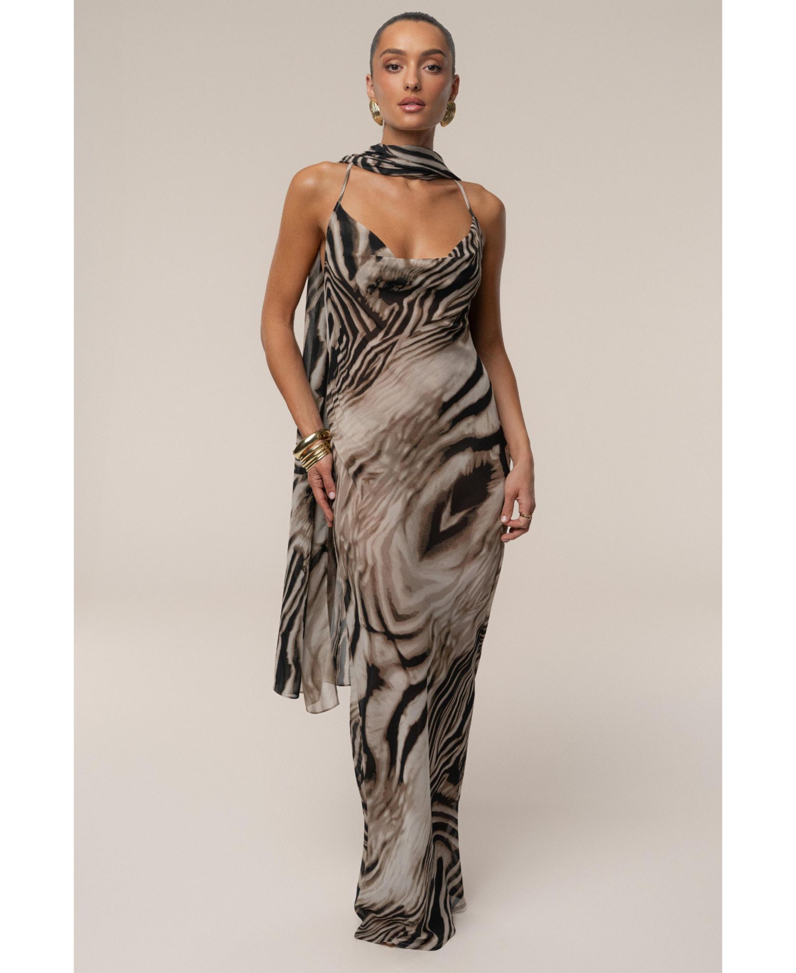 JLUXLABEL Zebra Print Infinite Journey Maxi Dress