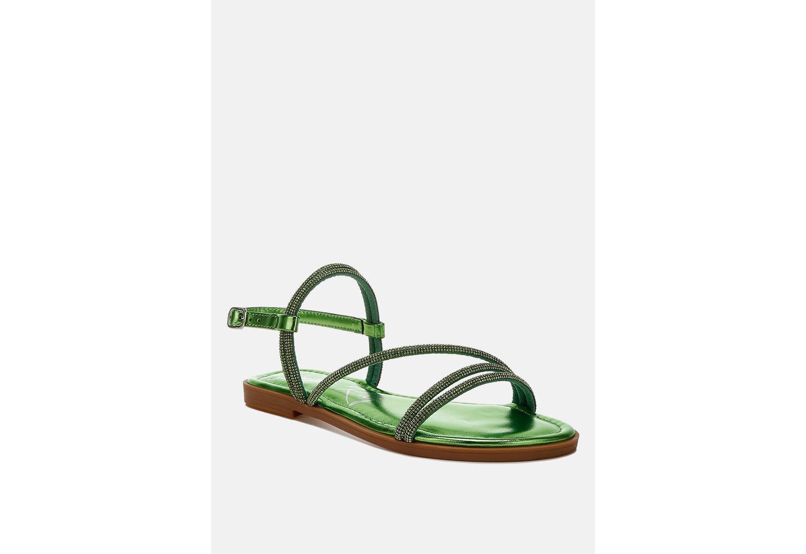 London Rag Women's Bawley Rhinestone Strappy Flat Sandals