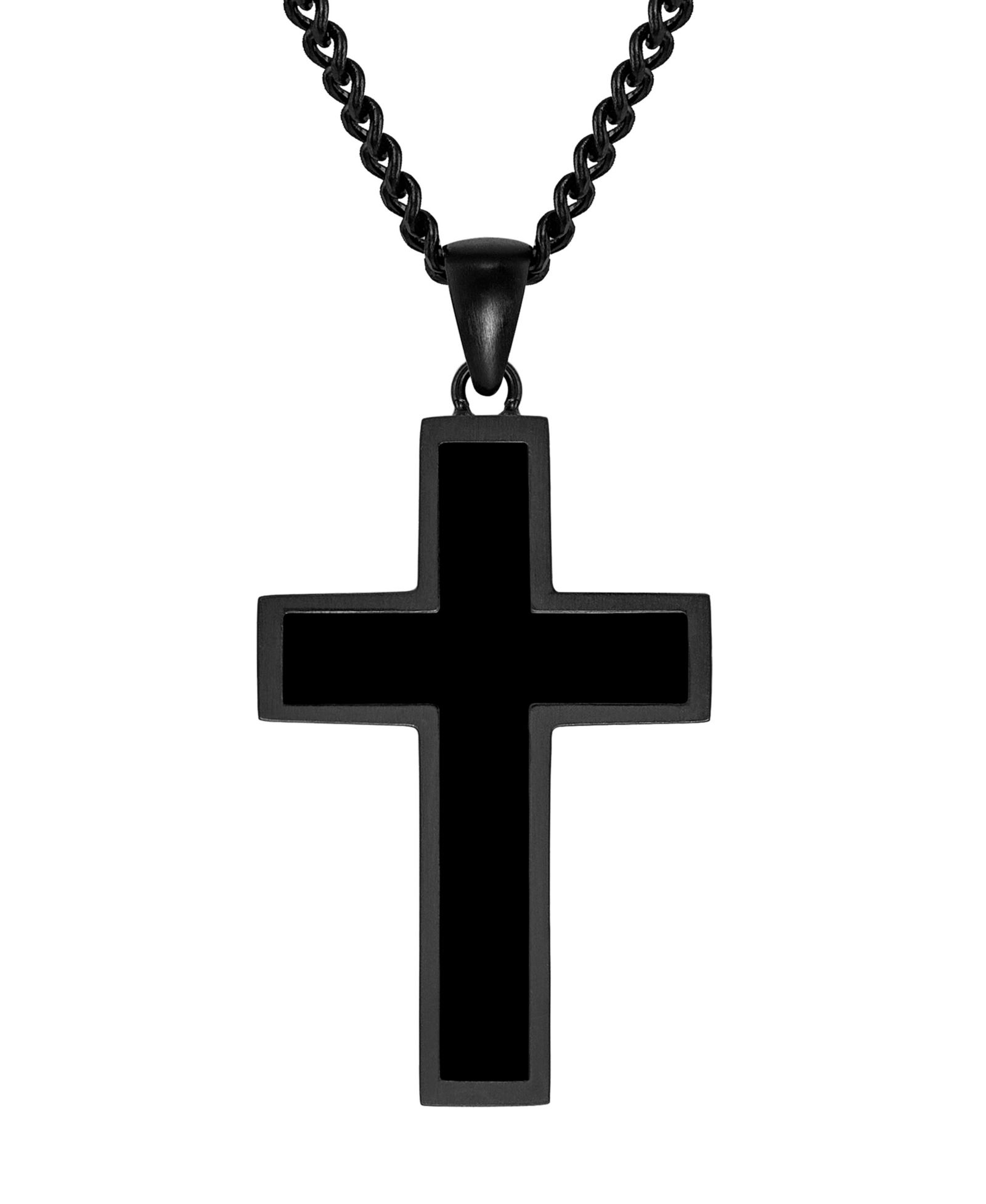Vincero Men's Stone Cross Pendant Stealth -