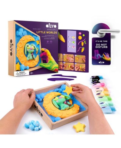 OKTO Air-Dry Clay Little Worlds – Bunny on the Moon — (8.3 x 8.3 in)