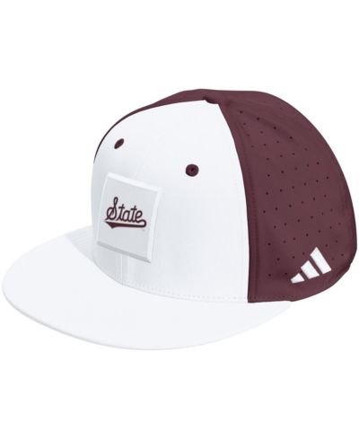 Adidas Men's and Women's White/Maroon Mississippi State Bulldogs Performance Flat Bill Adjustable Hat