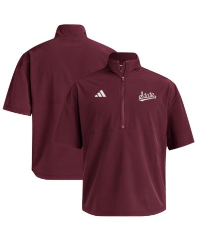 Adidas Men's Maroon Mississippi State Bulldogs Woven Quarter-Zip Short Sleeve Pullover Sweatshirt