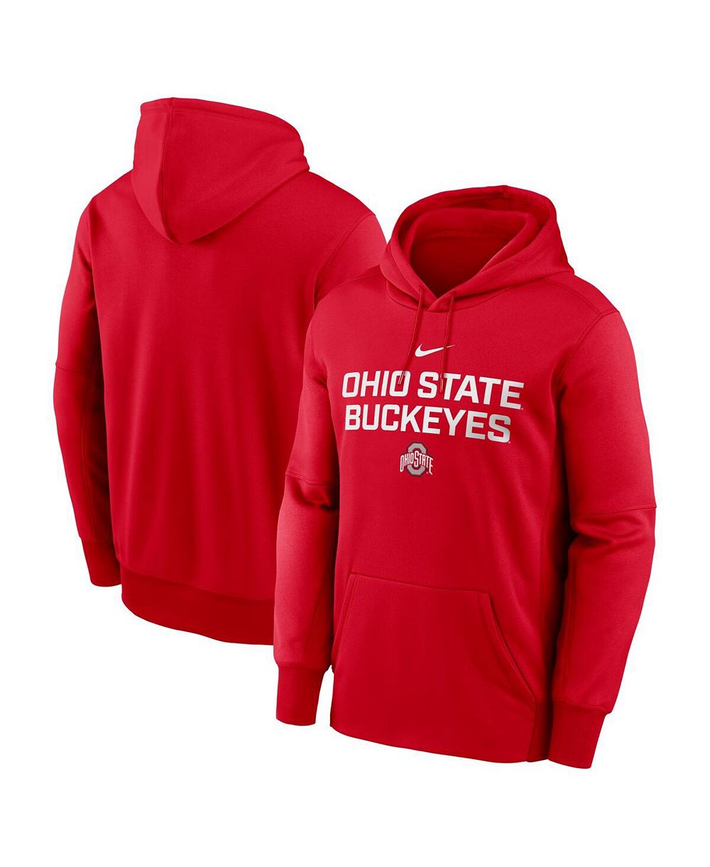 Nike Мужская бордовая толстовка Ohio State Buckeyes Team Stacked Performance Pullover Hoodie