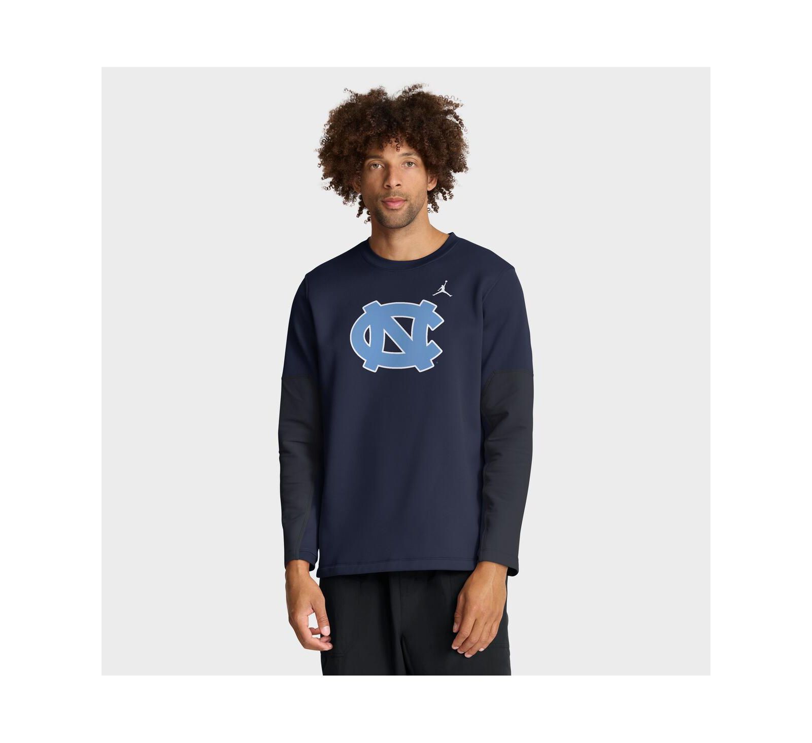 Мужская футболка с длинным рукавом Jordan Navy North Carolina Tar Heels 2025 Sideline Coach Performance