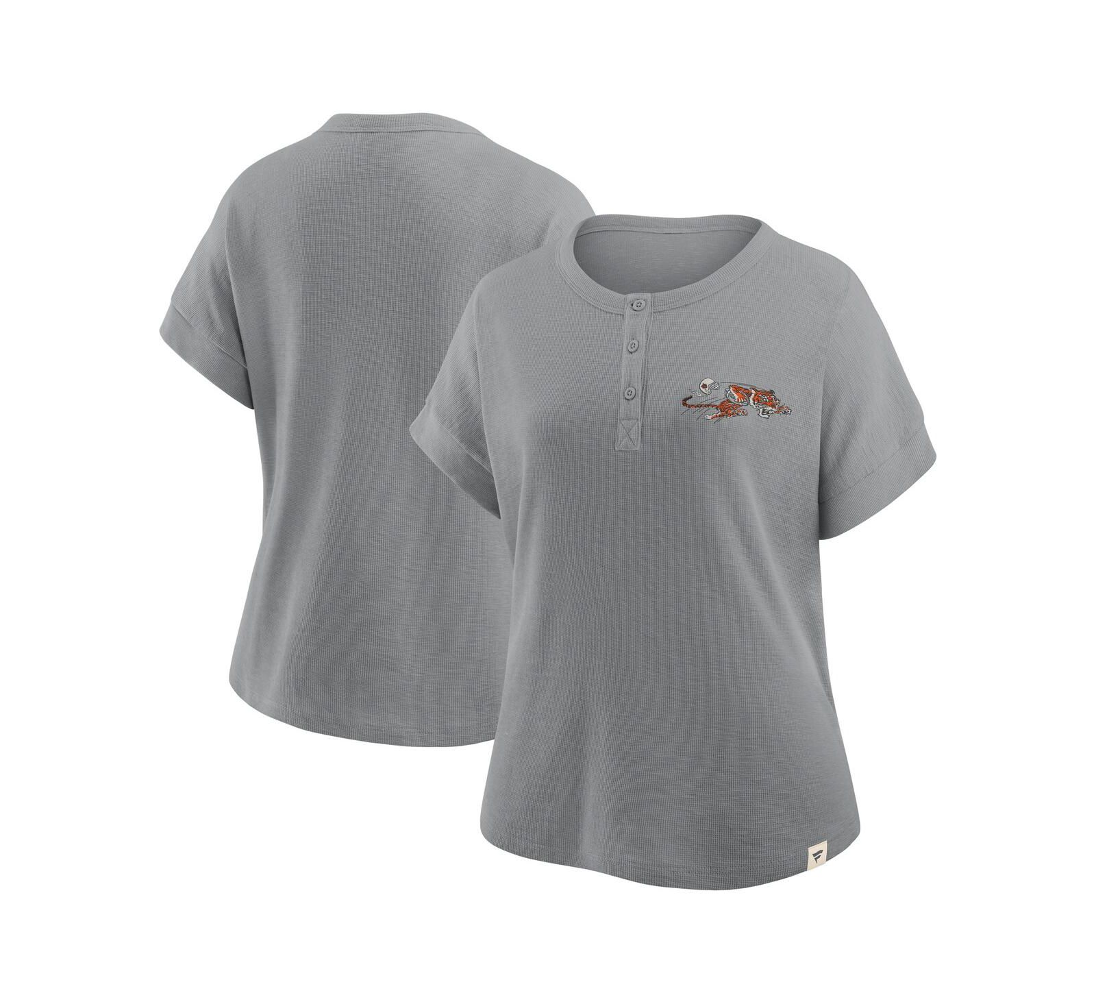 Женская футболка Fanatics Cincinnati Bengals Oversized Hometown Premium Henley, Heather Gray