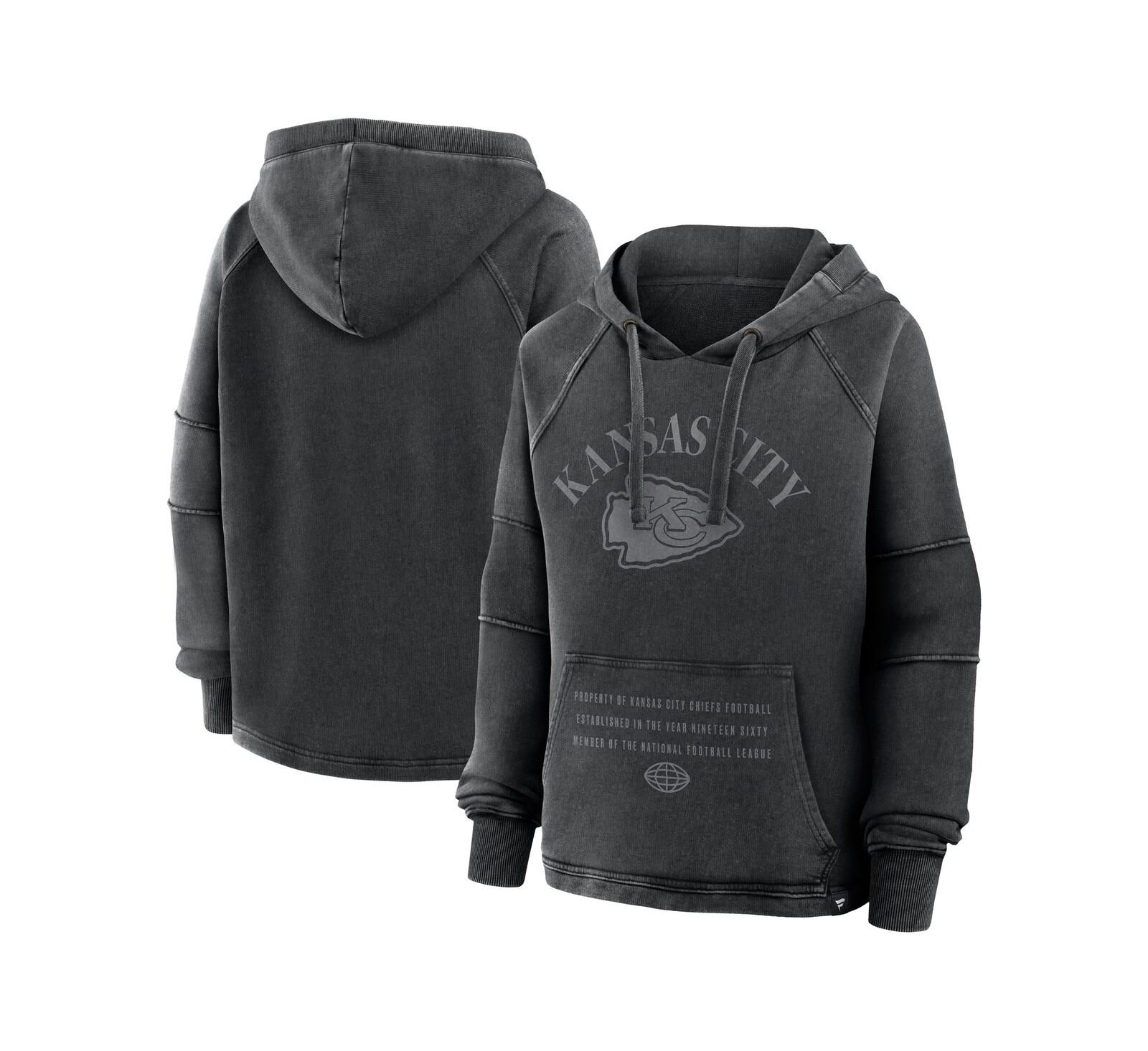 Женское худи Fanatics Black Kansas City Chiefs Oversized Raglan Gridiron