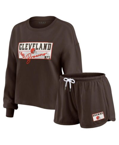Женский комплект для отдыха WEAR by Erin Andrews: джерси регби Cleveland Browns и шорты, коричневый