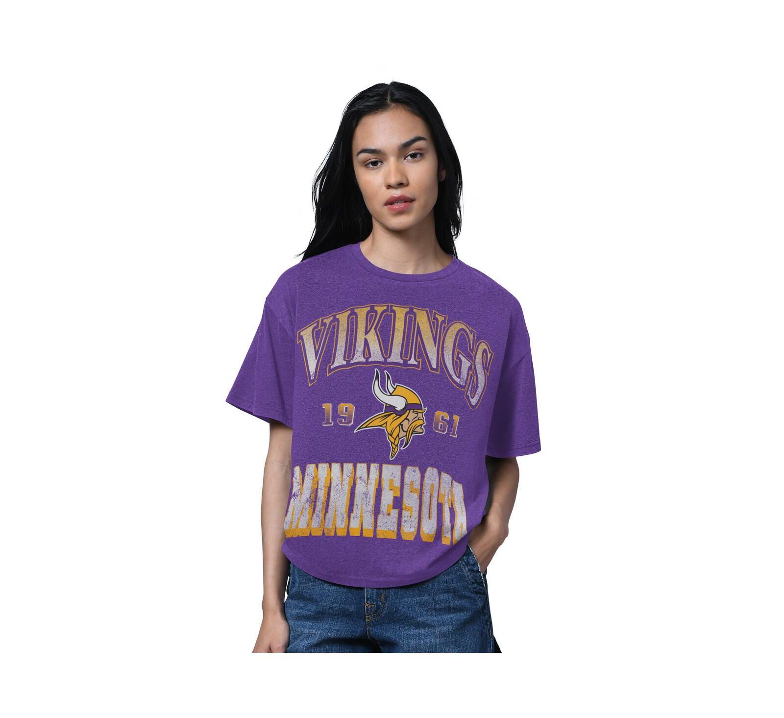 Starter Women's Heather Purple Minnesota Vikings Oversized Hall of Fame T-Shirt