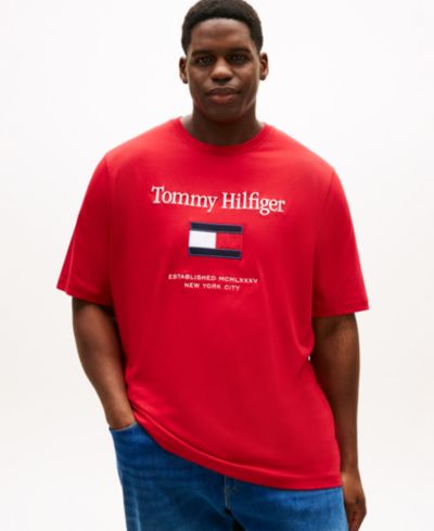 Tommy Hilfiger Men's Big & Tall Embroidered Flag T-Shirt