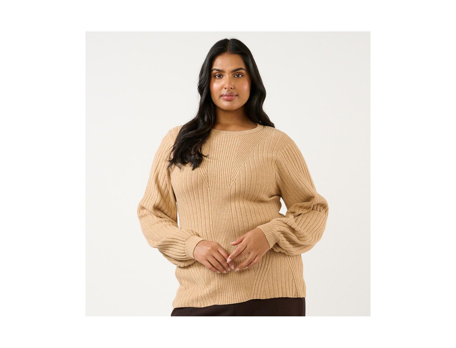 ESTELLE Plus Size Remi Ribbed Crew Neck Sweater Knit