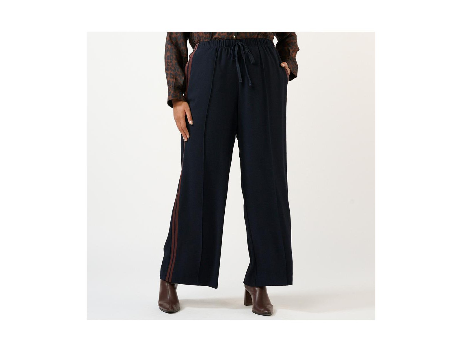 ESTELLE Women's Jesse Wide-Leg High Rise Striped Pant