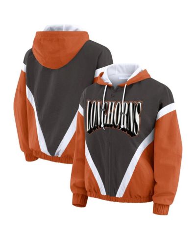 WEAR by Erin Andrews Women's Texas Orange/Gray Texas Longhorns Color Block Full-Zip Windbreaker Jacket