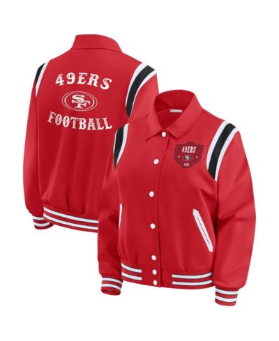 WEAR by Erin Andrews Women's Scarlet San Francisco 49ers Varsity Lightweight Full-Snap Jacket