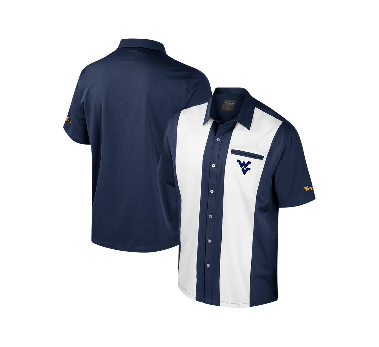 Colosseum Men's Navy West Virginia Mountaineers Strike Bowling Button-Up Shirt