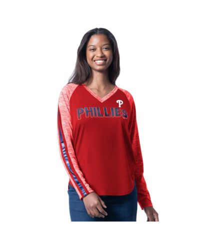 Женская футболка G-III 4Her Philadelphia Phillies с длинным рукавом и V-образным вырезом