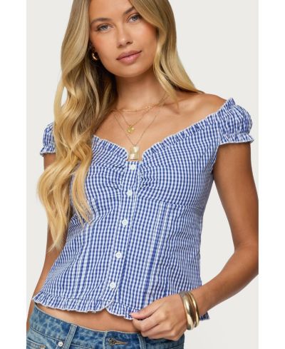 Edikted Женский топ Dorothie Gingham с пуговицами