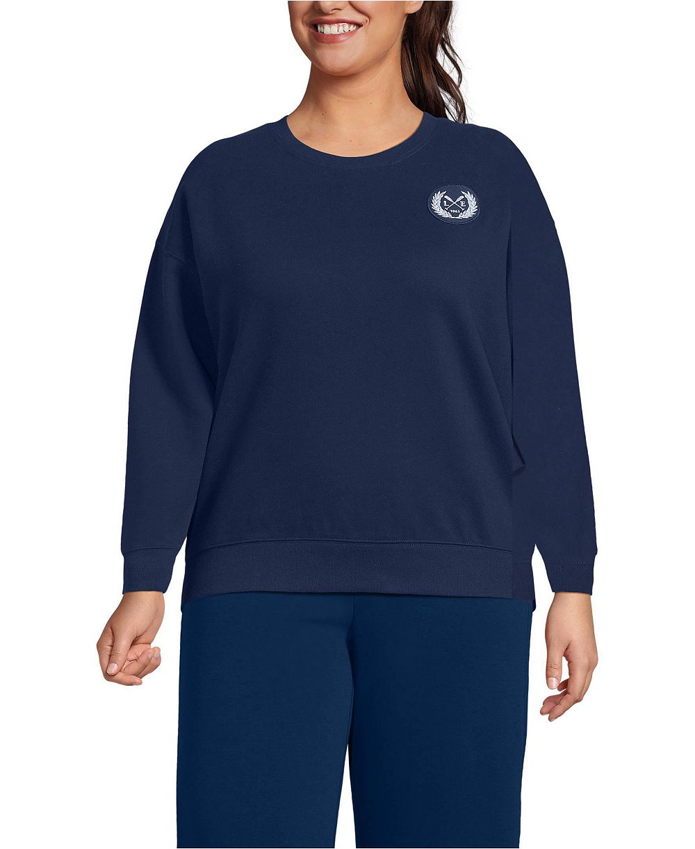 Lands' End Plus Size Relaxed Serious Sweats Long Sleeve Crewneck Sweatshirt