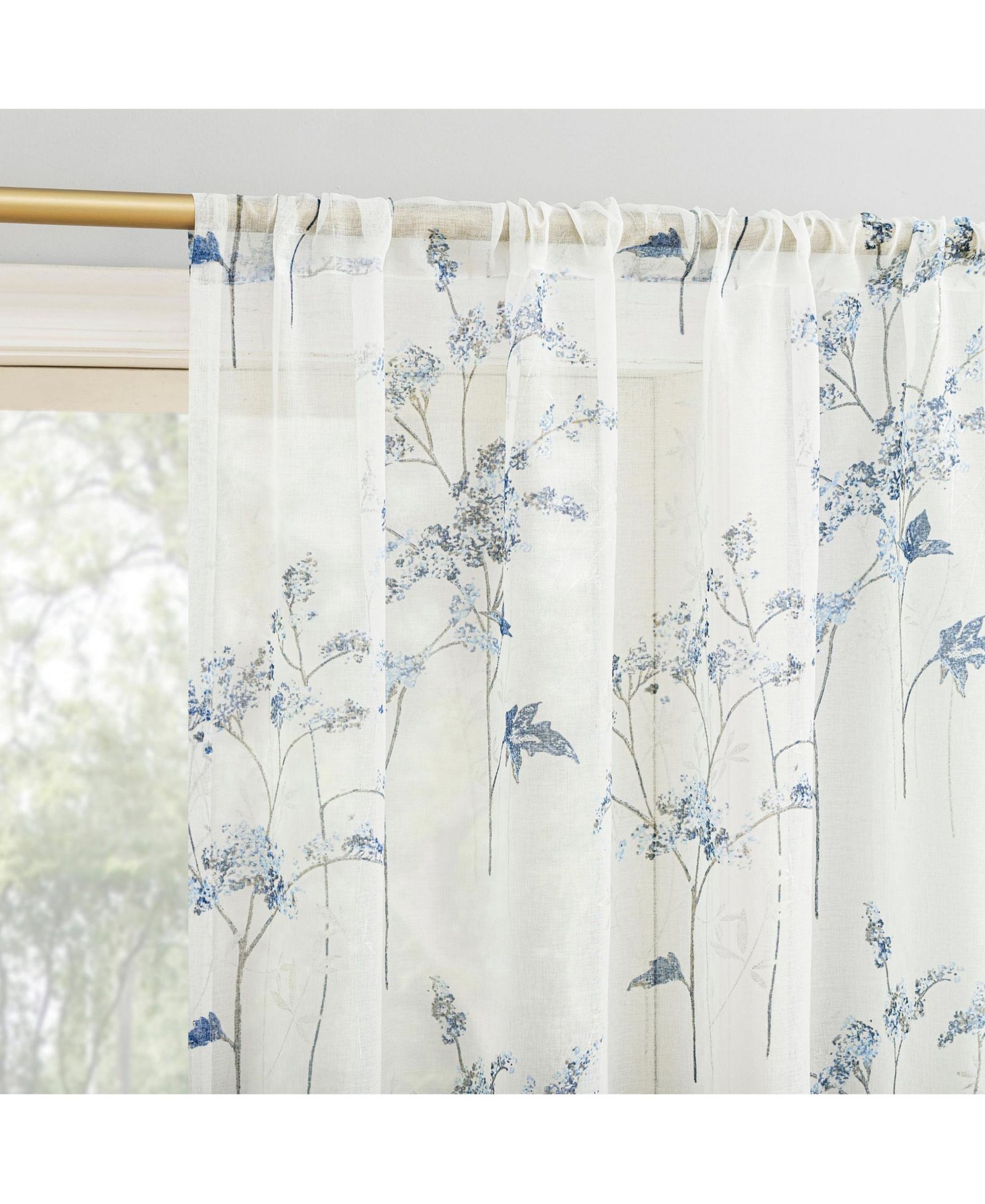 Штора No. 918 Maeve Botanical Print Sheer Rod Pocket Curtain Panel
