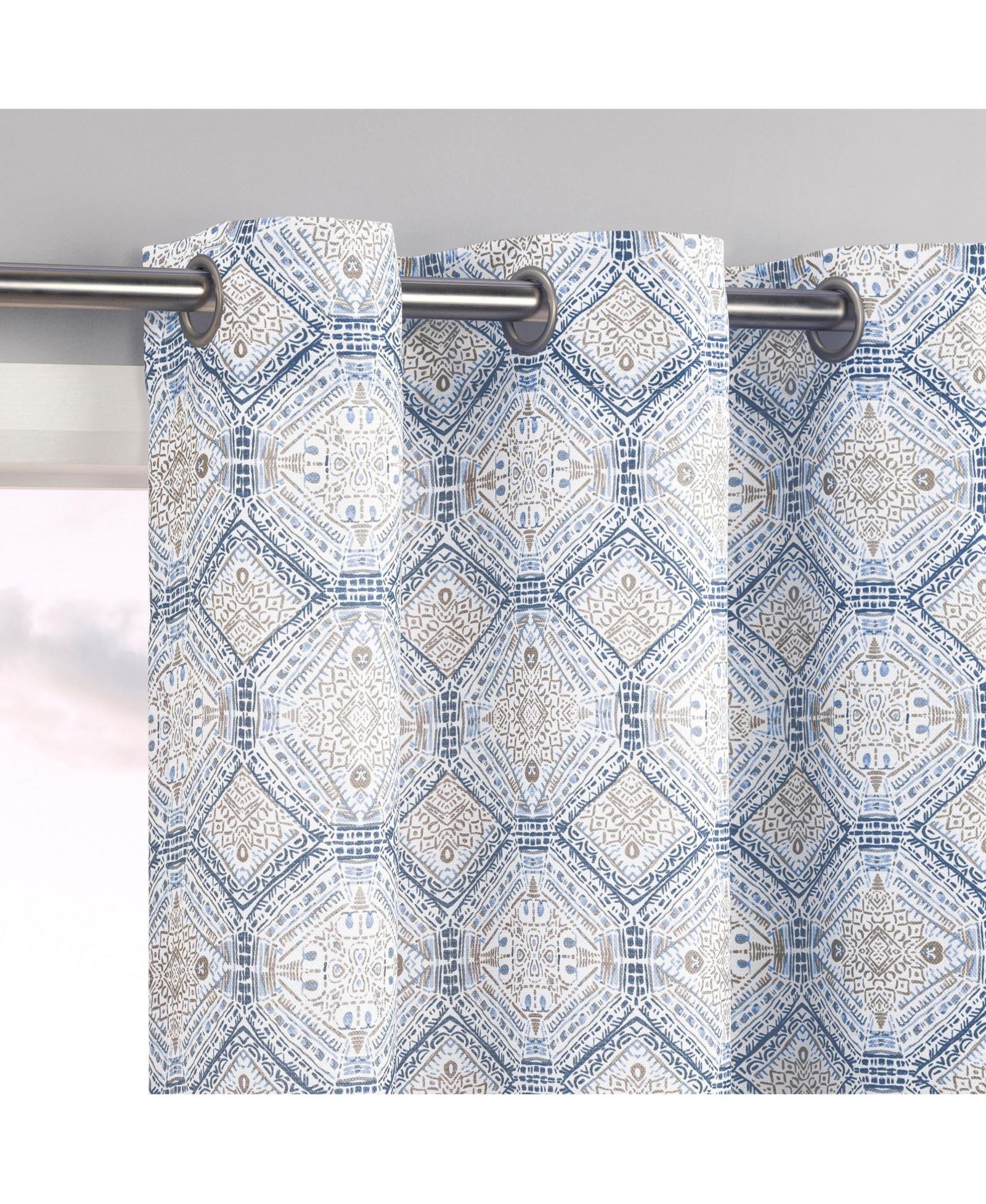 No. 918 Lotan Global Inspired Medallion Semi-Sheer Grommet Curtain Panel