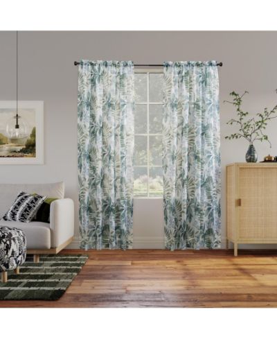 Панель шторы No. 918 Fauna Foliage Print Crushed Voile Sheer Rod Pocket
