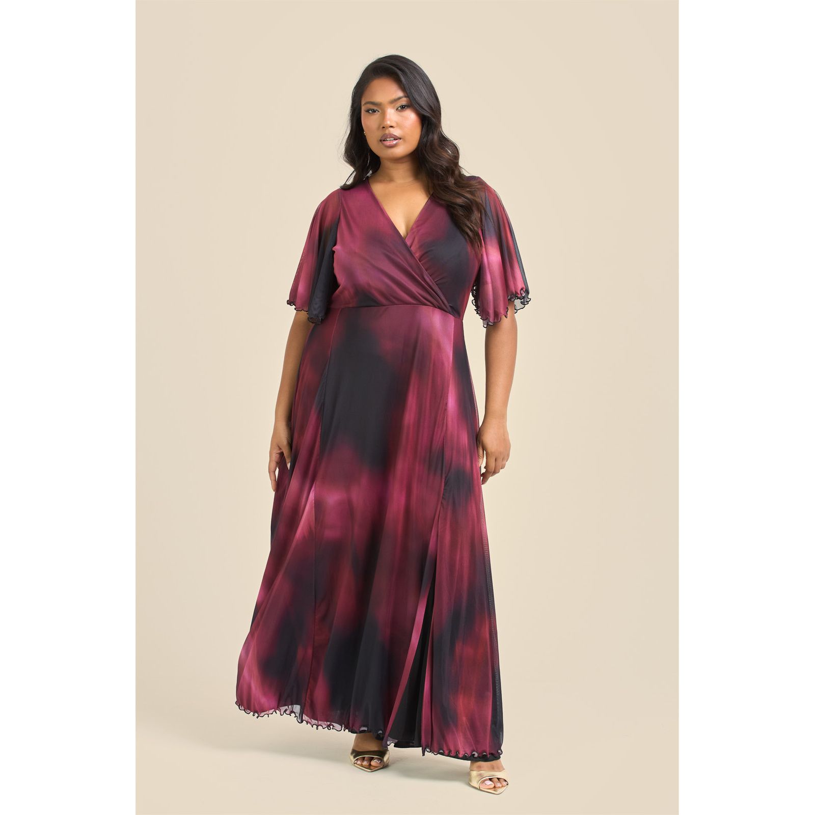 Женское платье FASHION-SZN CURVE Elegant Abstract Print Mesh Maxi