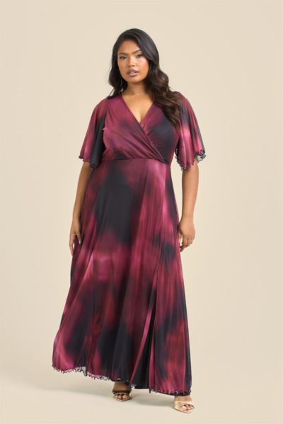 Женское платье FASHION-SZN CURVE Elegant Abstract Print Mesh Maxi