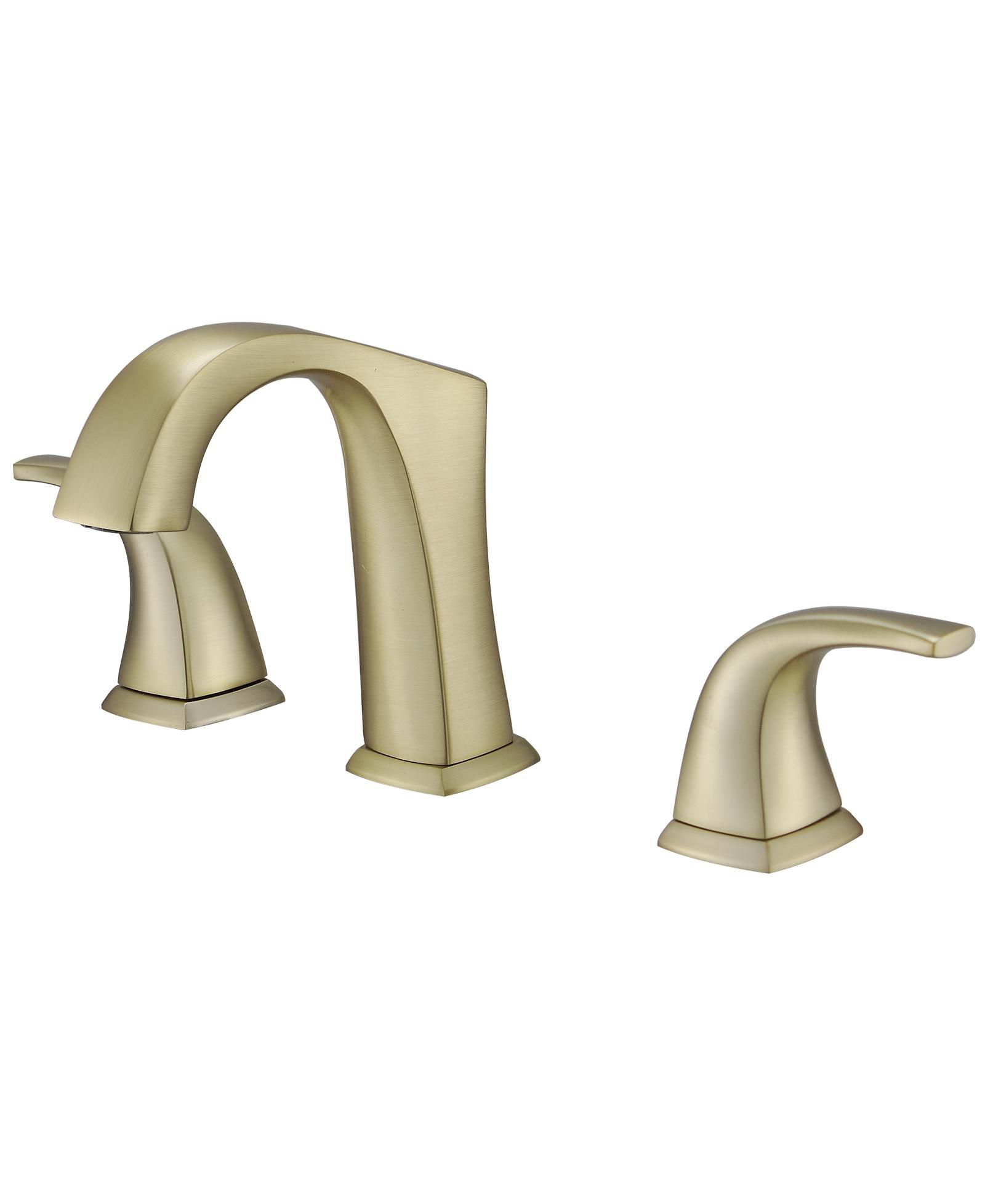 Greenspring 8 in. Widespread Double Handle Black Bathroom Faucet Set 3-Holes Vanity Sink With Metal Drain In Brushed Gold