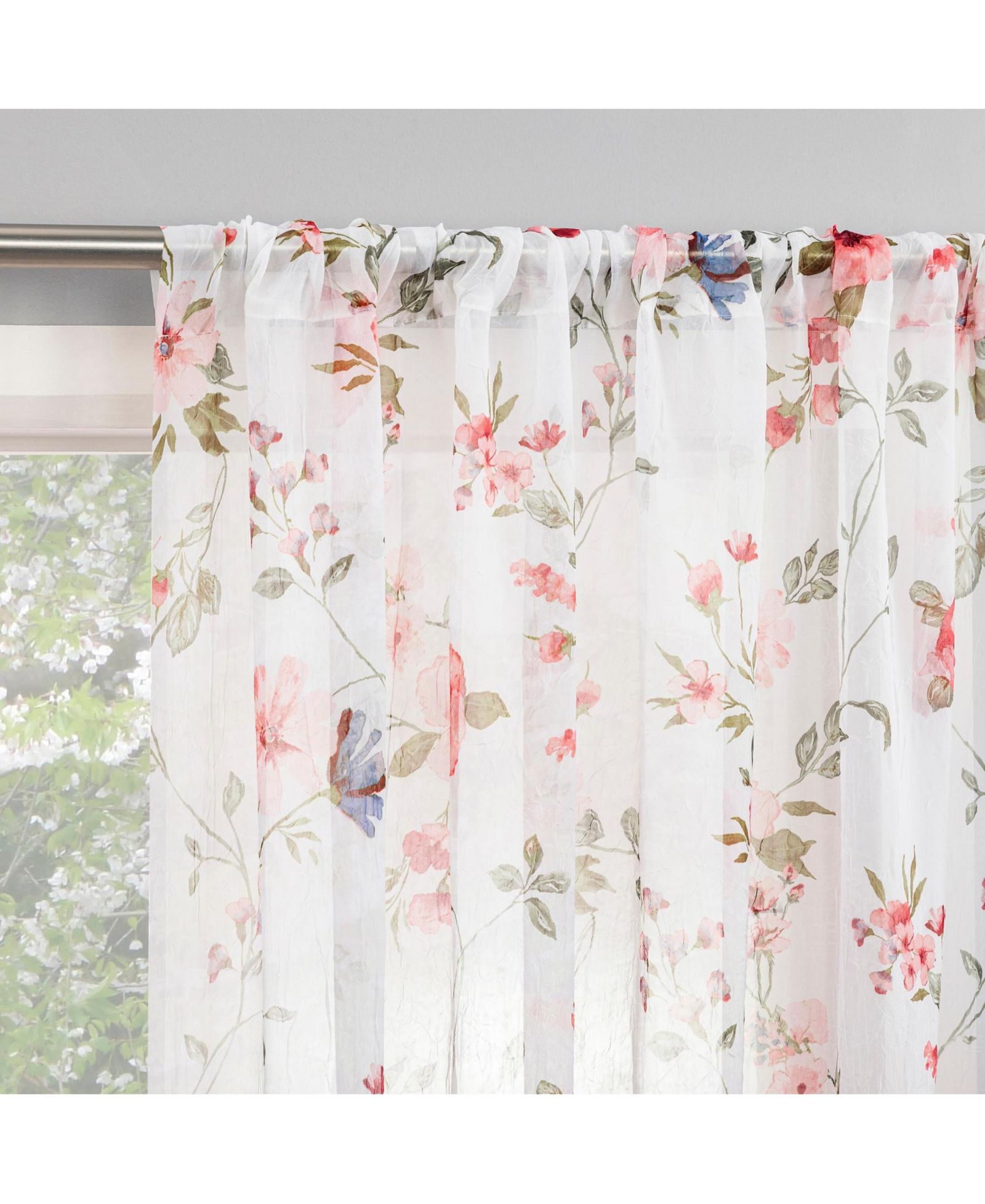 Штора No. 918 Jennifer Floral Print Crushed Voile Sheer Rod Pocket