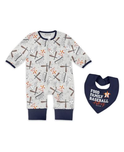 WEAR by Erin Andrews Baby Boys and Girls Heather Gray Houston Astros Sleep and Play Full-Zip Sleeper Bib Set