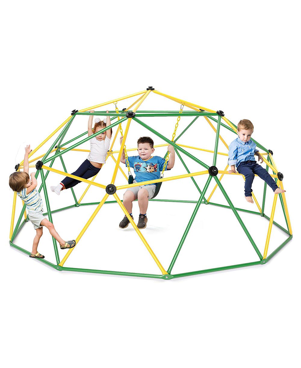 Gymax Climbing Dome w/ Swing 10FT Kids Jungle Gym Monkey Bar Climbing Toys for Outdoor