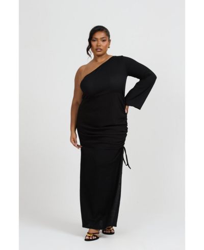 FASHION-SZN CURVE Женское платье макси с открытым плечом и расклешенными рукавами