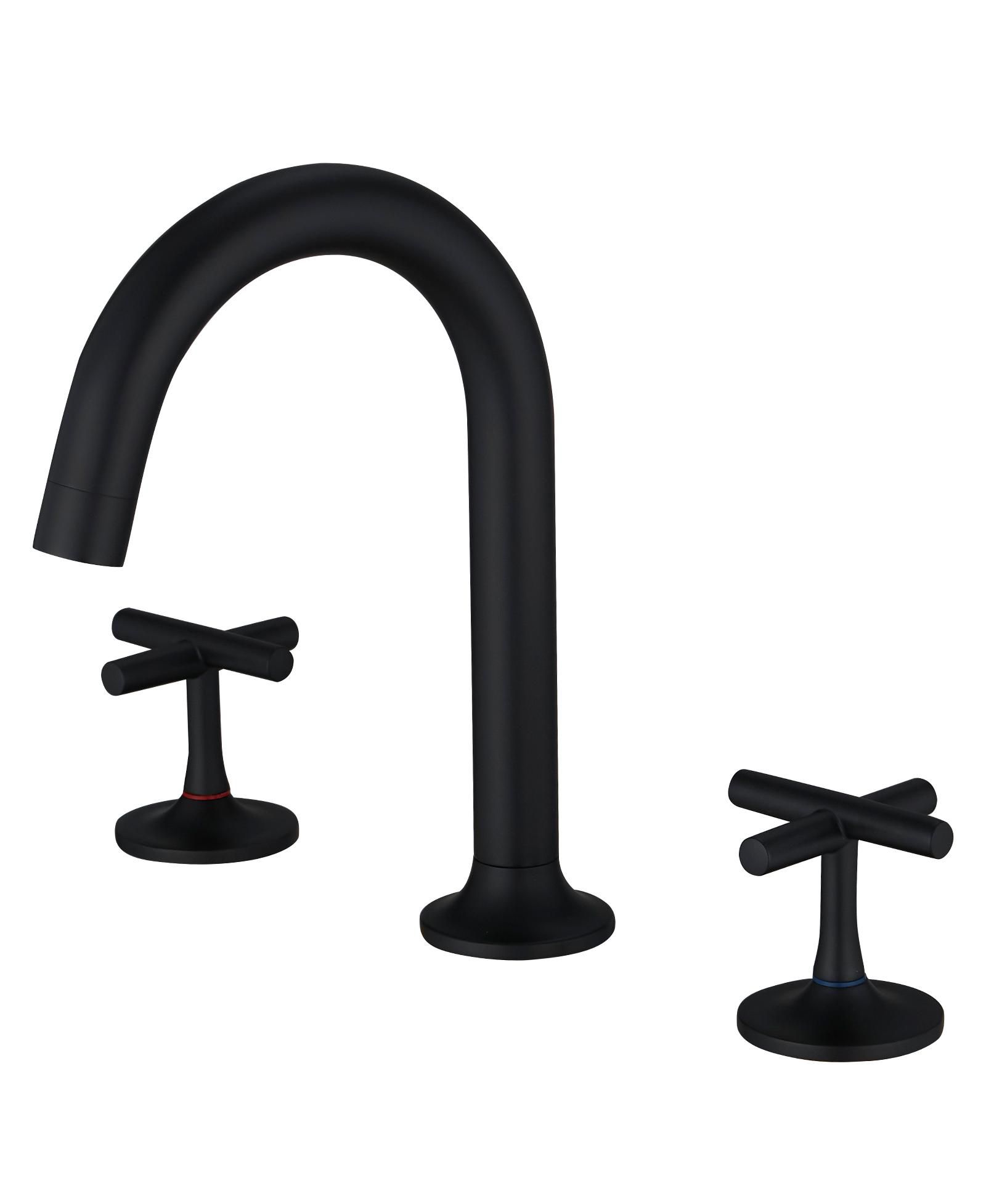 Смеситель для ванной Greenspring 8 in. Widespread Double-Handle High-Arc, матовый черный