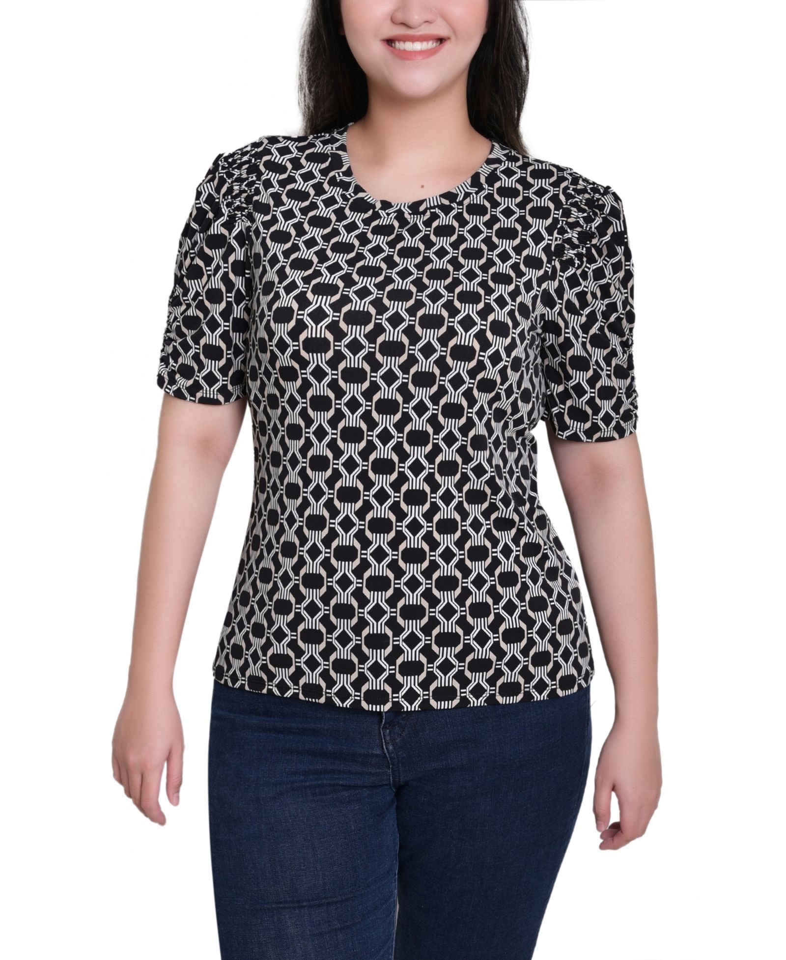 Топ NY Collection Petite Short Sleeve Scoop Neck