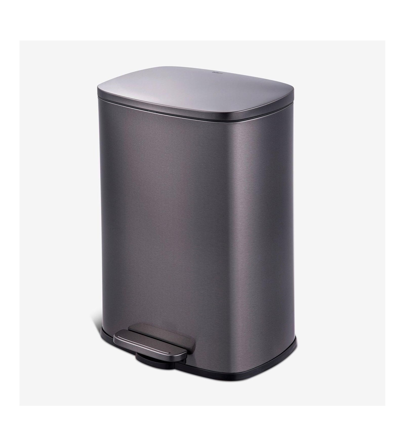 Прямоугольное мусорное ведро Qualiazero 50L / 13.2 Gallon Step Can - Black Stainless Steel