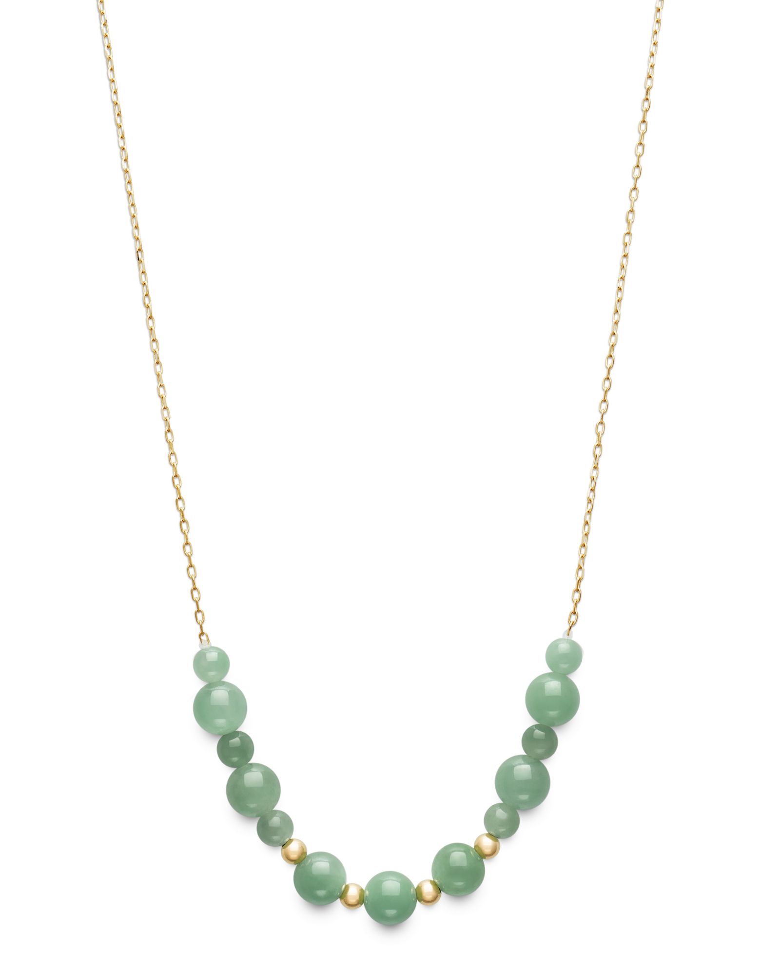 Ожерелье Macy's Dyed Green Jade Beaded в 10k Gold