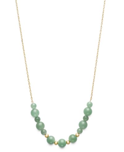 Ожерелье Macy's Dyed Green Jade Beaded в 10k Gold