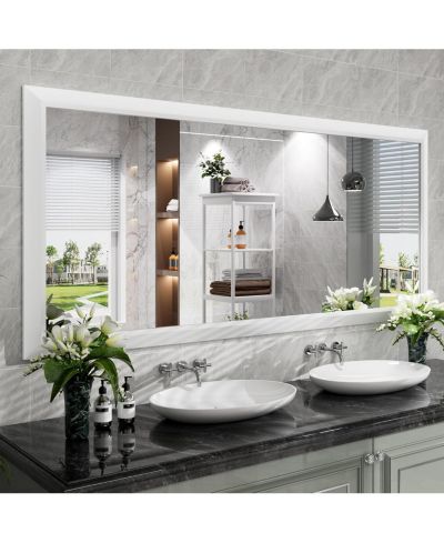 Amorho Bathroom Mirror, 72" x 32"-Inch-Thick Metal Framed Wall Mirrors for Over Sink, Bedroom, Living Room, Entryway, Rectangle Wall-Mounted Mirrors