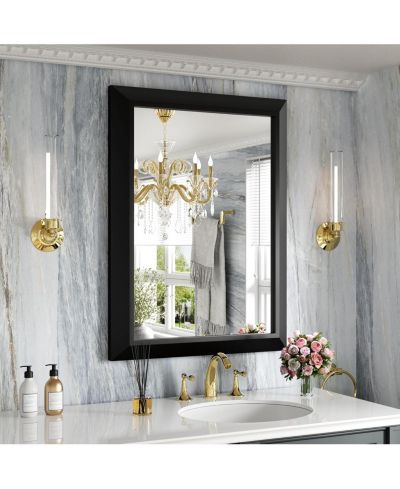Amorho Bathroom Mirror, 32" x 24" Inch Thick Metal Framed Wall Mirrors for Over Sink, Bedroom, Living Room, Entryway, Rectangle Wall-Mounted Mirrors