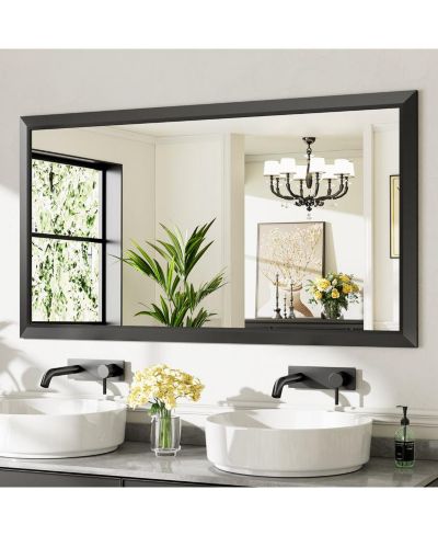 Amorho Bathroom Mirror, 55" x 30"-Inch-Thick Metal Framed Wall Mounted Mirrors for Over Sink, Bedroom, Living Room, Entryway