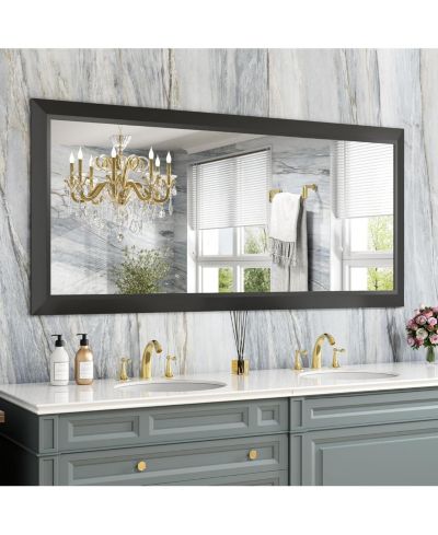 Amorho Bathroom Mirror, 60" x 28" Inch Thick Metal Framed Wall Mirrors for Over Sink, Bedroom, Living Room, Entryway, Rectangle Wall-Mounted Mirrors