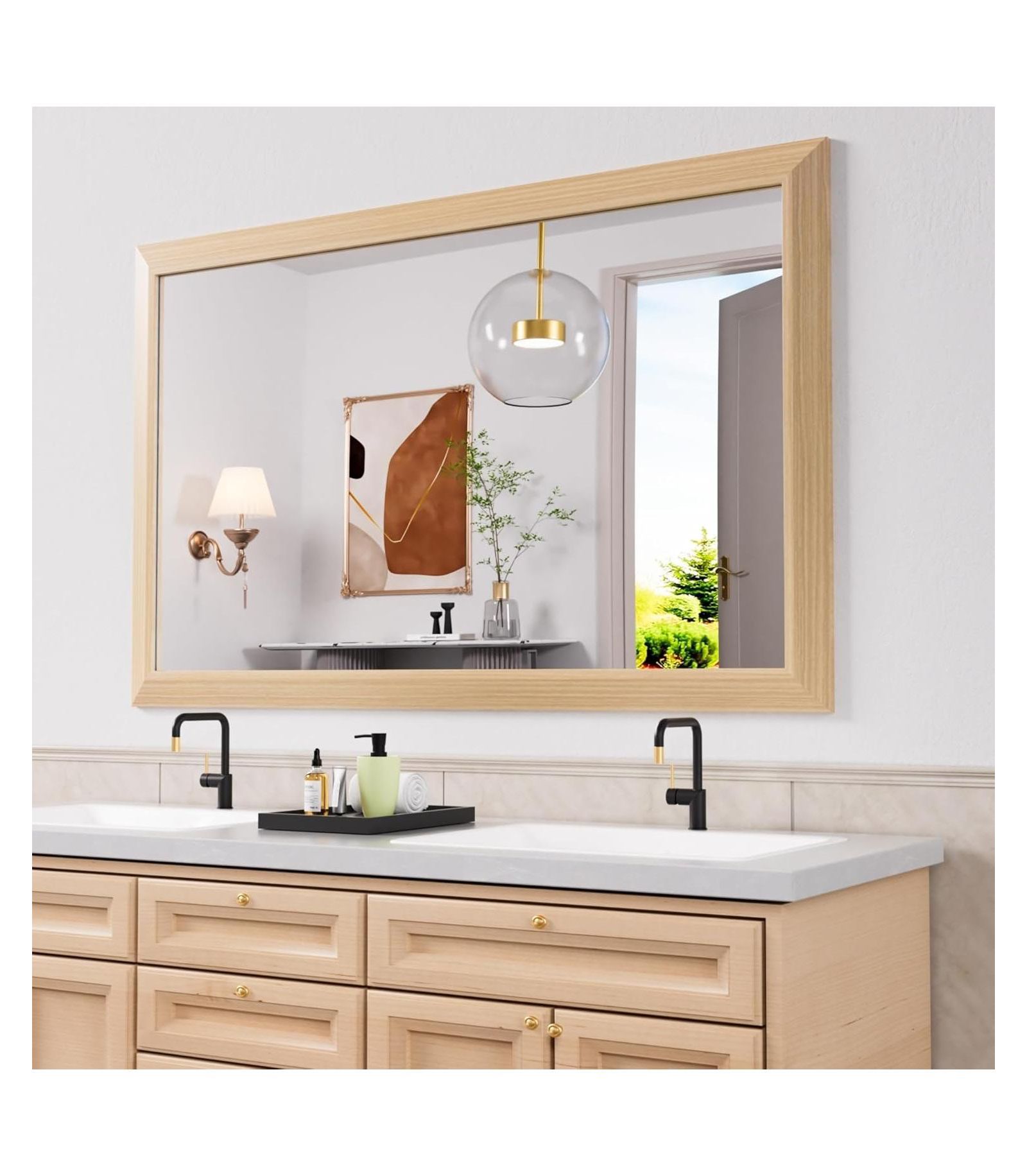 Amorho Bathroom Mirror, 48" x 30" Inch Thick Metal Framed Wall Mirrors for Over Sink, Bedroom, Living Room, Entryway, Rectangle Wall-Mounted Mirrors